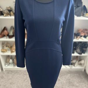 Romeo + Juliet Couture Navy Blue Ribbed Sheath Midi Dress / Size L